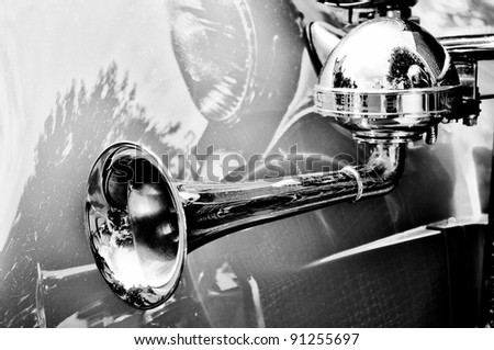 BERLIN - MAY 28: Horn of an old car (Black and White), the exhibition \