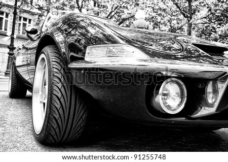 BERLIN - MAY 28: A sports car Opel GT (Black and White), the exhibition \