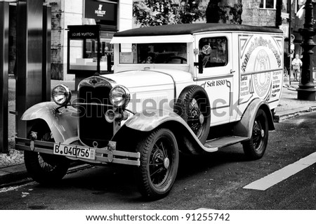 BERLIN - MAY 28: A small truck Ford Model BB (Black and White), the exhibition \
