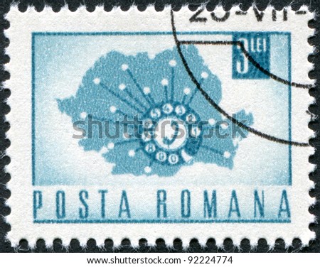ROMANIA - CIRCA 1967: A stamp printed in the Romania, shows a Map Showing Telephone Network, circa 1967