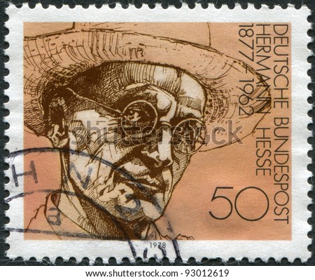 GERMANY - CIRCA 1978: A stamp printed in the Germany, shows Nobel Prize winner for literature Hermann Hesse, circa 1978