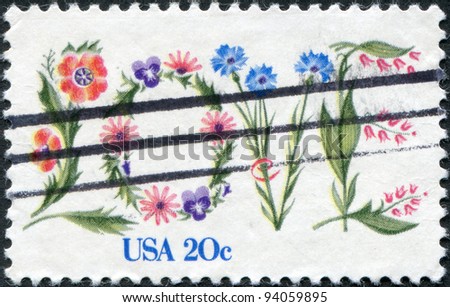 USA - CIRCA 1982: A stamp printed in the USA, dedicated to St. Valentine's Day, shows the word LOVE in flowers, circa 1982