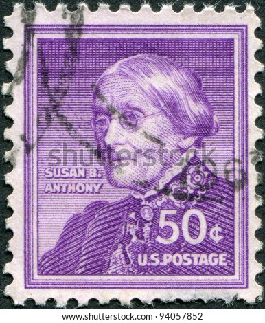 USA - CIRCA 1955: A stamp printed in the USA, shows a feminist and fighter for civil rights for women, Susan Brownell Anthony, circa 1955