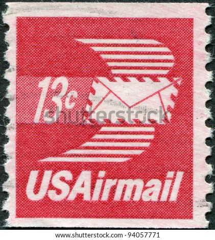 USA - CIRCA 1973: A stamp printed in the USA, shows Winged Airmail Envelope, circa 1973