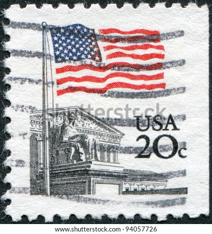USA - CIRCA 1981: A stamp printed in the USA, shows the state flag and the Supreme Court building, circa 1981
