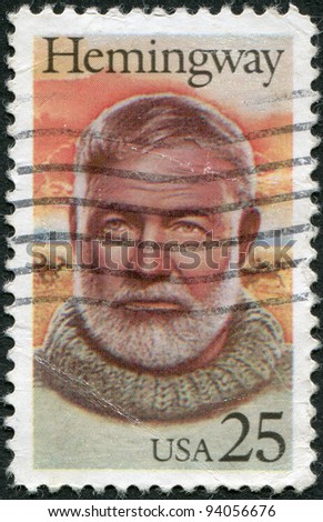 USA - CIRCA 1989: A stamp printed in the USA, shows Ernest Hemingway, Nobel Prize-winner for Literature, circa 1989