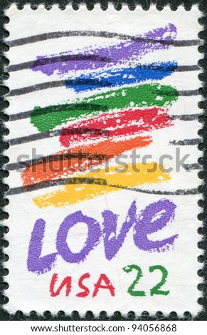 USA - CIRCA 1985: A stamp printed in the USA, shows colored lines and text \