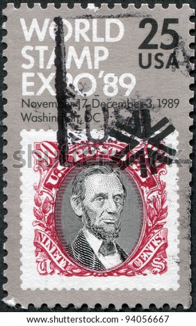 USA - CIRCA 1989: A stamp printed in the USA, dedicated to the World Stamp Expo-89, Washington, circa 1989