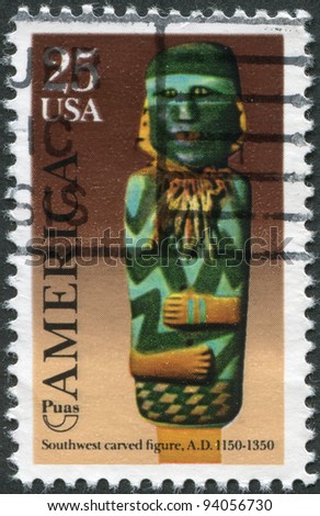 USA - CIRCA 1989: A stamp printed in the USA, dedicated to the Pre-Columbian America Issue, shows the Southwest Carved Figure, circa 1989