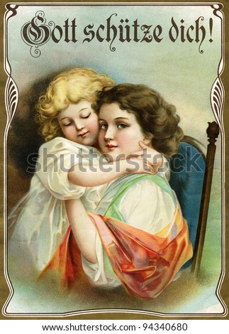 A woman hugs a little girl. Publication of the book, \