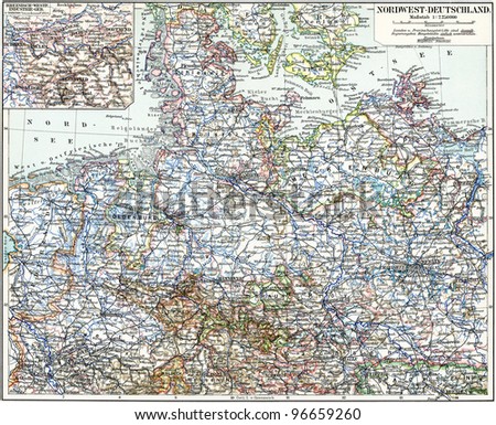 Map of the North-West Germany. Publication of the book \