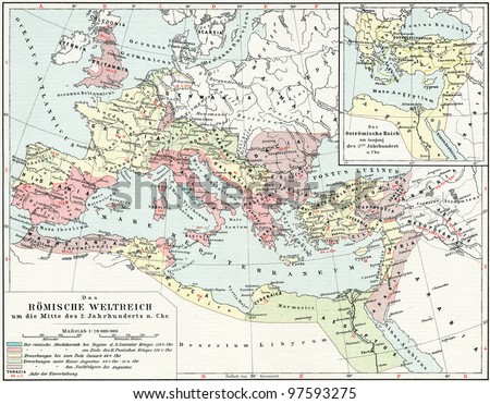 Map of the Roman Empire, 2nd century AD. Publication of the book \