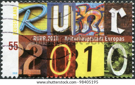 GERMANY - CIRCA 2010: A stamp printed in Germany, is dedicated to Ruhr-Cultural Capital of Europe 2010, circa 2010