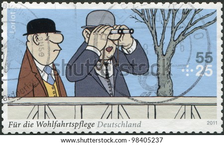 GERMANY - CIRCA 2011: A stamp printed in Germany, a fragment of the Sketch comedy Loriot \