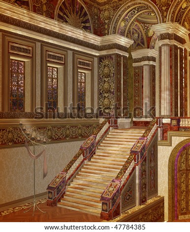 Historia de Johan - Página 65 Stock-photo-fantasy-palace-stairs-with-a-candelabra-47784385