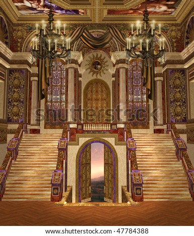 Historia de Johan - Página 65 Stock-photo-fantasy-palace-hall-with-fancy-chandeliers-47784388