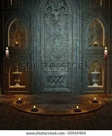 [Finalizada] Débitos de Familia - Quest Hakken - Página 4 Stock-photo-gothic-temple-with-a-ritual-circle-50969404