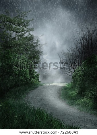 Dark Rainy Road