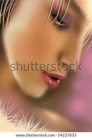 stock photo innocent girl on a pink background