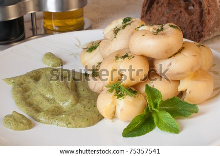 Young potato with Salsa Verde sauce