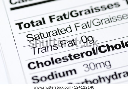 Nutrition Label Focused On Trans Fat Content Concept Healthy Eating