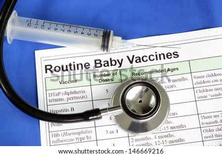 List of medical shots for baby concept of vaccination and immunization