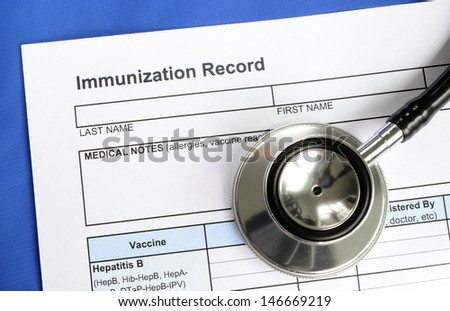 Immunization Record concept of vaccination and disease prevention