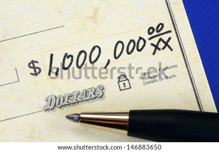 Write a check of one million dollars concept of wealth