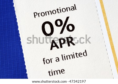 Promotional 0% APR offer isolated on blue