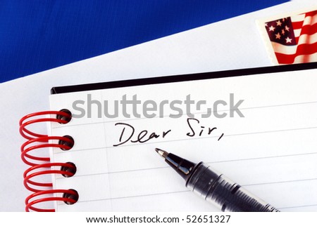 Write a letter to someone isolated on blue