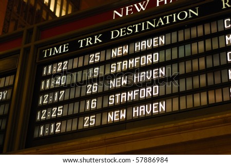 Check out the train schedule board