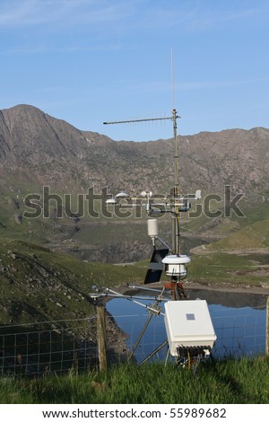 Remote weather sensors in a mountain environment.