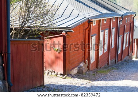 Wooden houses in conservation area Porvoo in southern Finland
