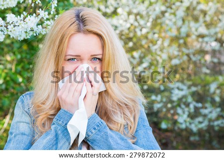 Allergy, woman, springtime