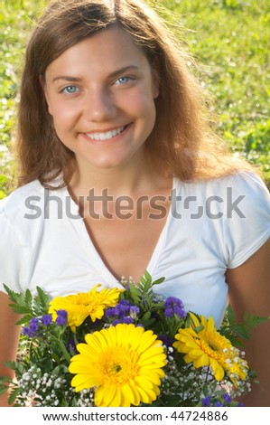 woman flower smile
