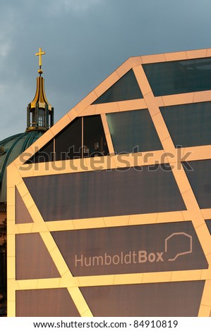 BERLIN - SEPTEMBER 17: Exhibition building Humboldt-Box on September 17, 2011 in Berlin. Humboldt-Box is a temporary exhibition and event building at Museum Island in Central Berlin.