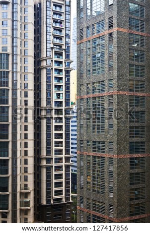 Tall apartment block in China. Architecture background