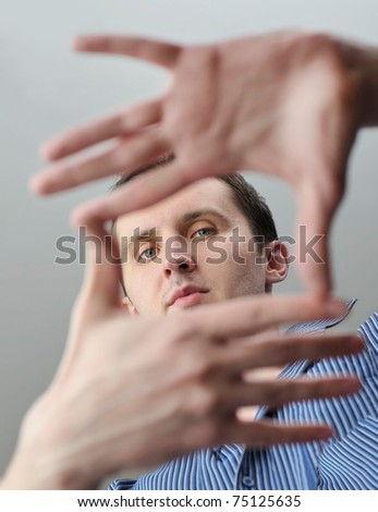 Man with hand gesture