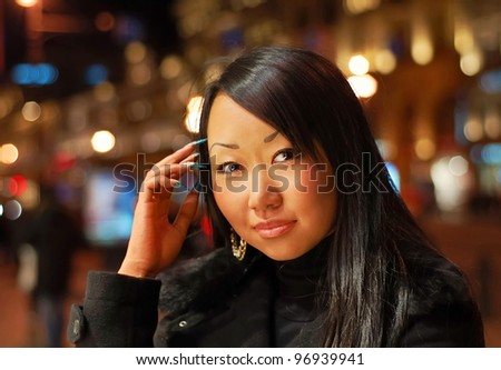 Asian woman at night outdoor