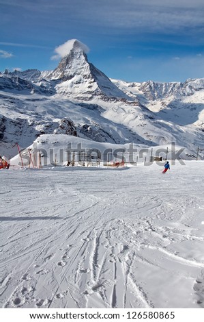 Gornergrat is Switzerland\'s highest open-air train station opened in 1898, takes every day many of tourists and skiers.