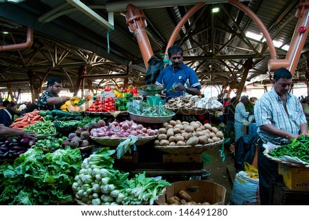 Flacq, Mauritius-June 23: Shopping Day At Flacq Market Which Is On Mauritius One Of Largest Vegetable Markets June 23, 2013 In Flacq, Mauritius