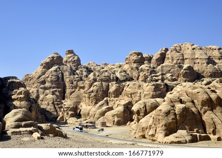 Entrance to the National park Little Petra in Jordan desert.