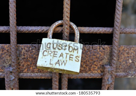 Old padlock with title \
