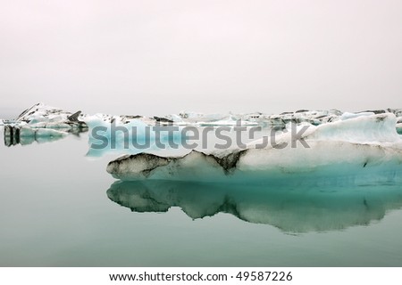 Blocks of ice float in a Jokursarlon lagoon in south Iceland.