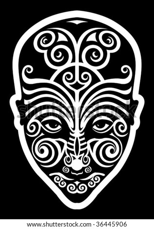 vector maori face tattoo