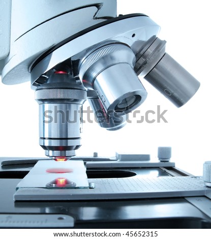 Microscope with blood sample Microscope with blood sample