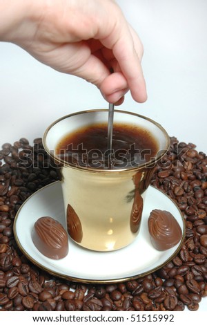 Stir the coffee and chocolates on plate
