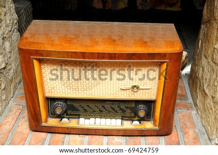 Vintage radio on the shelf
