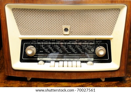 Vintage radio on the shelf