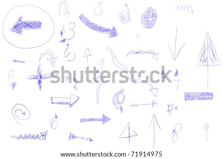 Various arrows drawn in a doodled style by child